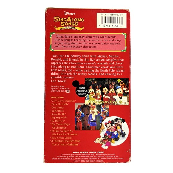 Disney Sing Along Songs Twelve Days Of Christmas Vintage 1993 VHS Cassette Tape - Picture 3 of 8